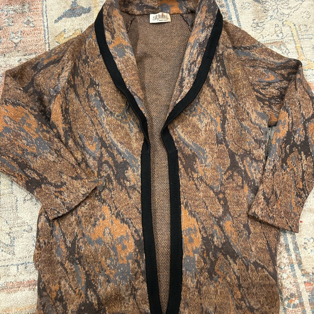 St. John by Marie Gray Brown and Gray Knit Cardigan